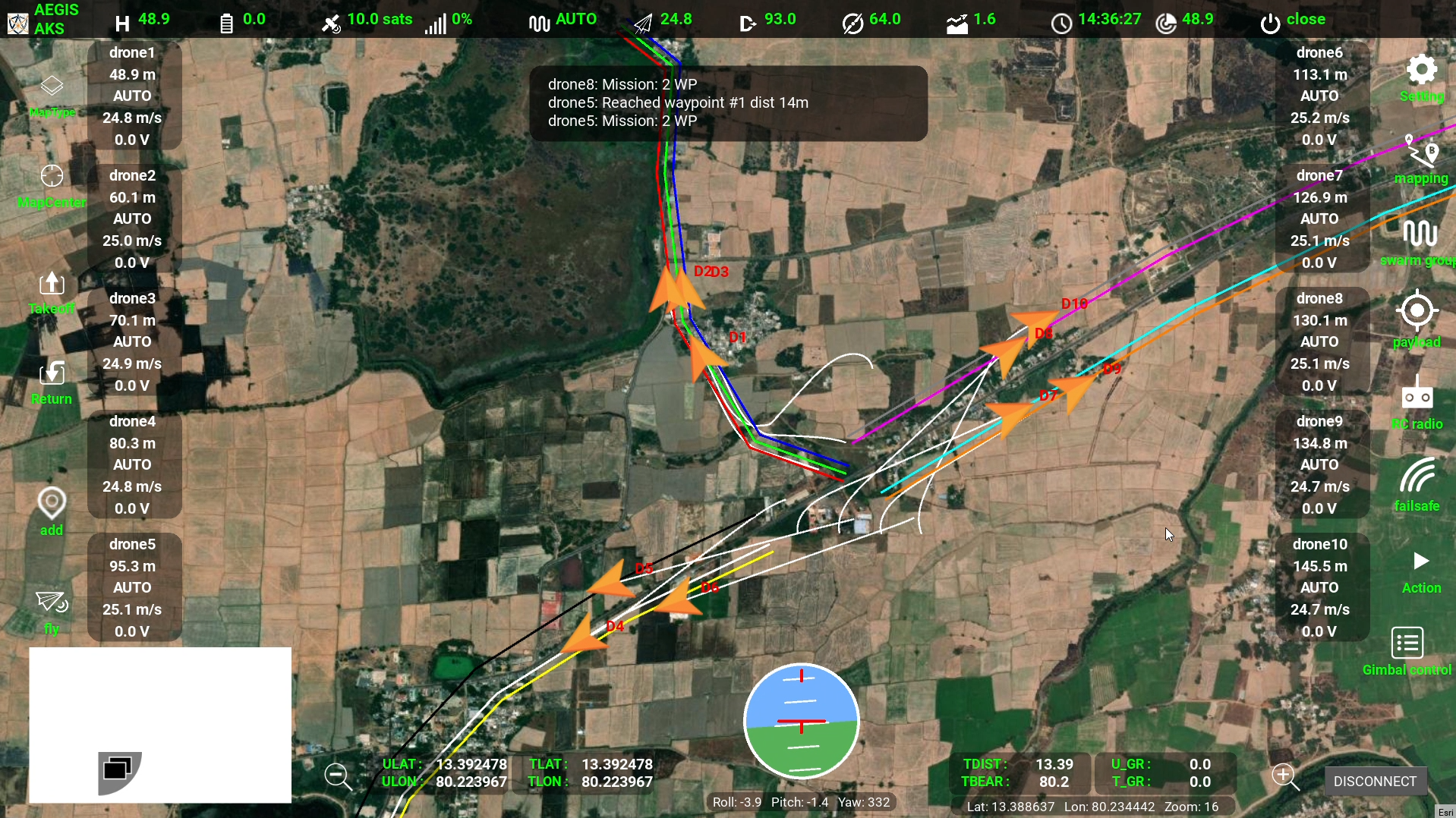 Swarm GCS multi-UAV fleet management dashboard